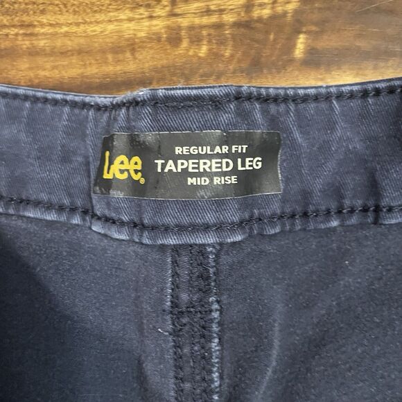 Womens Lee Mid Rise Regular Fit Tapered Leg Navy Blue Chino Pants Size 28x25 - Picture 5 of 7